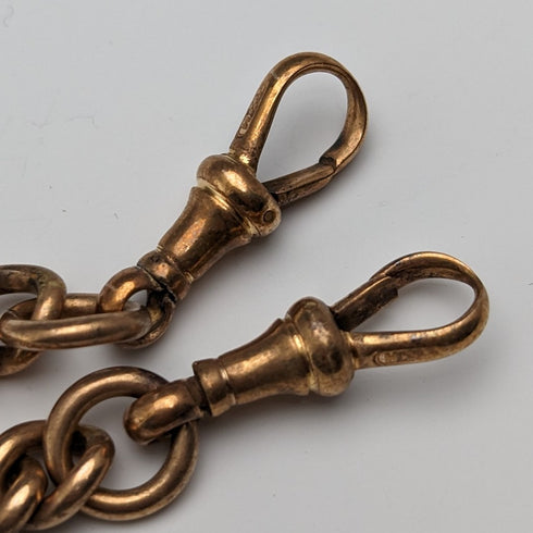 British antique rolled gold double Albert chain without fob