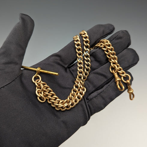 British antique rolled gold double Albert chain without fob