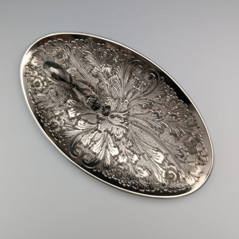 英國復古鍍銀松鼠裝飾橢圓形盤 Seba