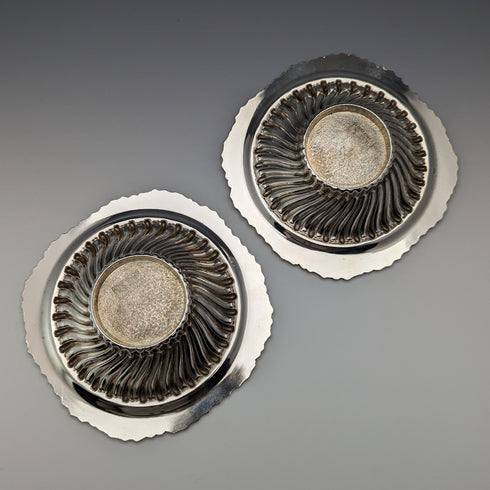 英國復古鍍銀碗碟一對