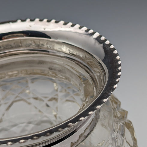 1929 British Vintage Cut Glass Bowl Sterling Silver Decor Arthur Willmore Pennington