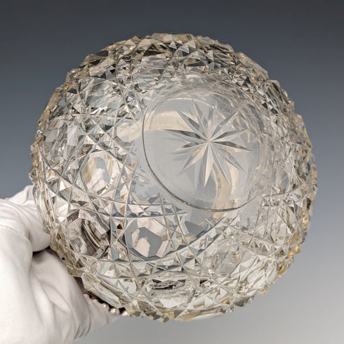 1929 British Vintage Cut Glass Bowl Sterling Silver Decor Arthur Willmore Pennington