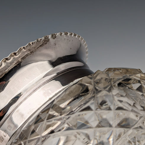 1929 British Vintage Cut Glass Bowl Sterling Silver Decor Arthur Willmore Pennington