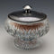 1929 British Vintage Cut Glass Powder Jar with Mirror Sterling Silver Lid Harrison & Hipwood
