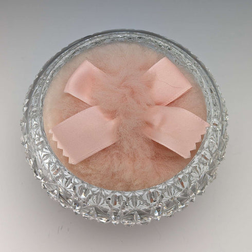 1929 British Vintage Cut Glass Powder Jar with Mirror Sterling Silver Lid Harrison & Hipwood