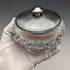 1929 British Vintage Cut Glass Powder Jar with Mirror Sterling Silver Lid Harrison & Hipwood