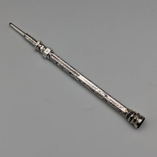 British Antique Mechanical Pencil Bloodstone Decoration Telescoping 84-108mm