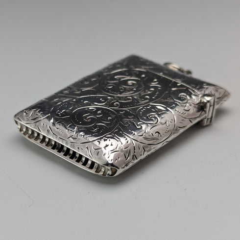 1898 British Antique Sterling Silver Vesta Case 25g Match Case Henry Williamson