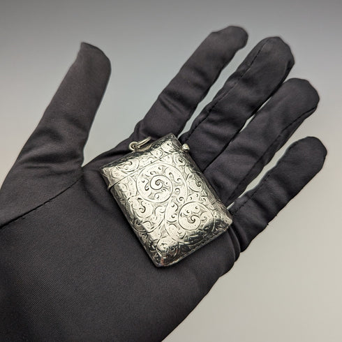 1898 British Antique Sterling Silver Vesta Case 25g Match Case Henry Williamson