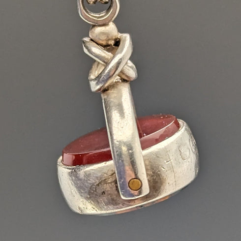 1897 年英國古董純銀和天然寶石旋轉吊墜純銀項鍊