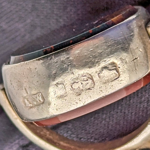 1897 年英國古董純銀和天然寶石旋轉吊墜純銀項鍊