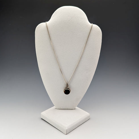 1897 年英國古董純銀和天然寶石旋轉吊墜純銀項鍊