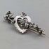 1900 British Antique Sterling Silver Open Heart & Plant Brooch Barker Brothers