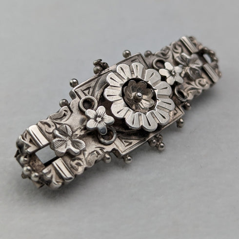 1895 年英國古董純銀花朵設計胸針 Adie & Lovekin