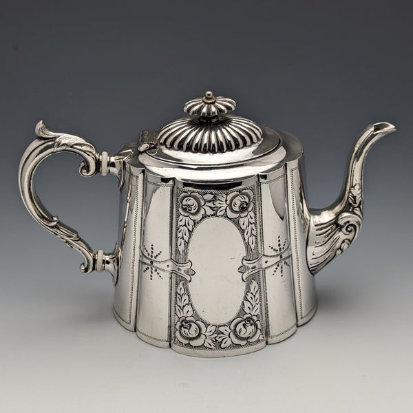 1900年左右英國古董銀盤茶壺George Wish