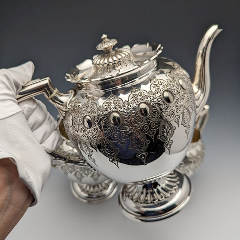 英国アンティーク ビクトリアン シルバープレート製 ティーセット