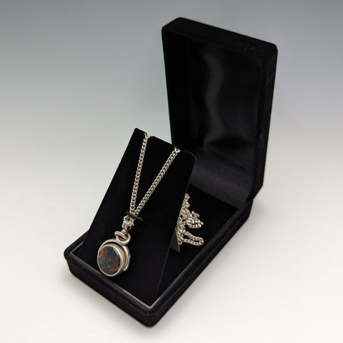 1897 年英國古董純銀和天然寶石旋轉吊墜純銀項鍊