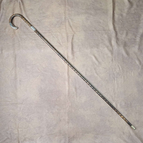 1909年 英国アンティーク レディース用ステッキ 純銀装飾 曲がりハンドル 87cm