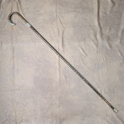 1909年 英国アンティーク レディース用ステッキ 純銀装飾 曲がりハンドル 87cm