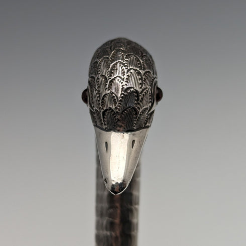 英国アンティーク レディース用ステッキ シルバースワンヘッドハンドル 77cm