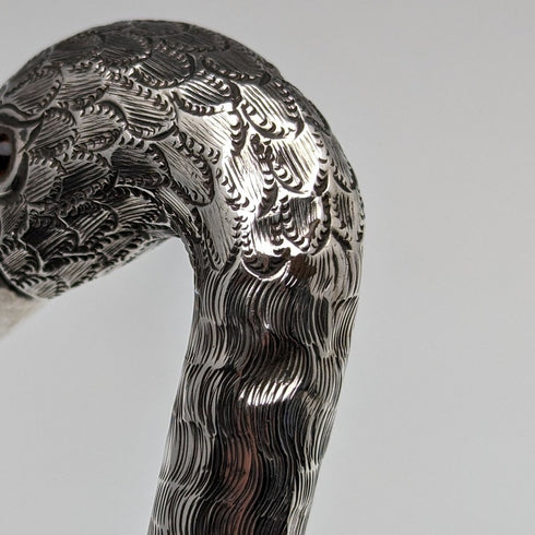 英国アンティーク レディース用ステッキ シルバースワンヘッドハンドル 77cm