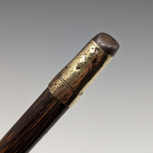 1909年 英国アンティーク レディース用ステッキ 純銀装飾 曲がりハンドル 87cm