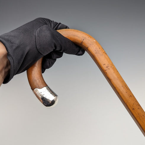 1922年 英国アンティーク 紳士用ステッキ 曲がりハンドル タンカラーシャフト 86cm