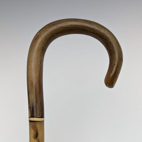 British Vintage Cane Cane Bent Handle Horn Shaft 90cm