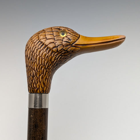 英国ヴィンテージ 紳士用ステッキ 樹脂製ダッグヘッドハンドル 91cm