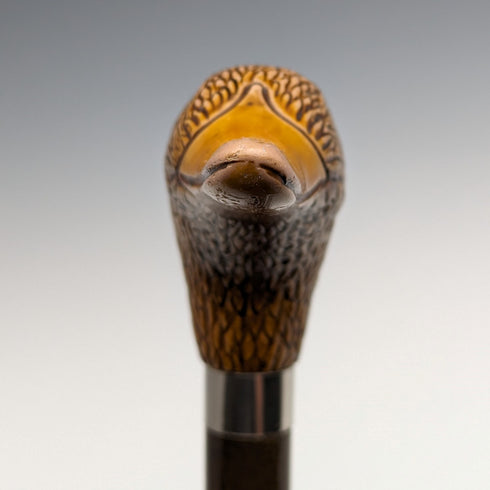 英国ヴィンテージ 紳士用ステッキ 樹脂製ダッグヘッドハンドル 91cm