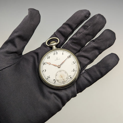 1930年頃 ヴィンテージ オメガ 懐中時計 合金ケース オープンフェース 動作良好