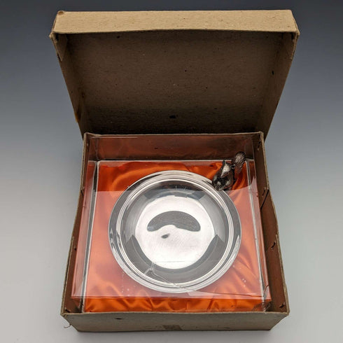 US Vintage Silver Plated Squirrel Decorated Nut Dish Reed and Barton Boxed