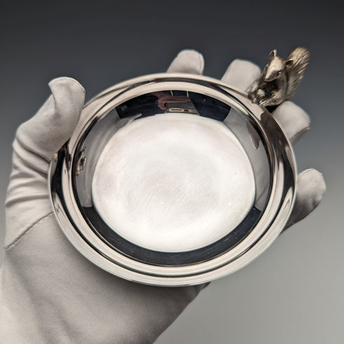 美國復古鍍銀松鼠裝飾堅果盤 Reed 和 Barton 盒裝