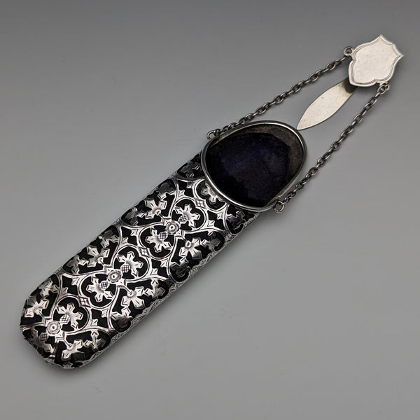 1901 British Antique Sterling Silver Chatelaine Glasses Case Hilliard and Thomason