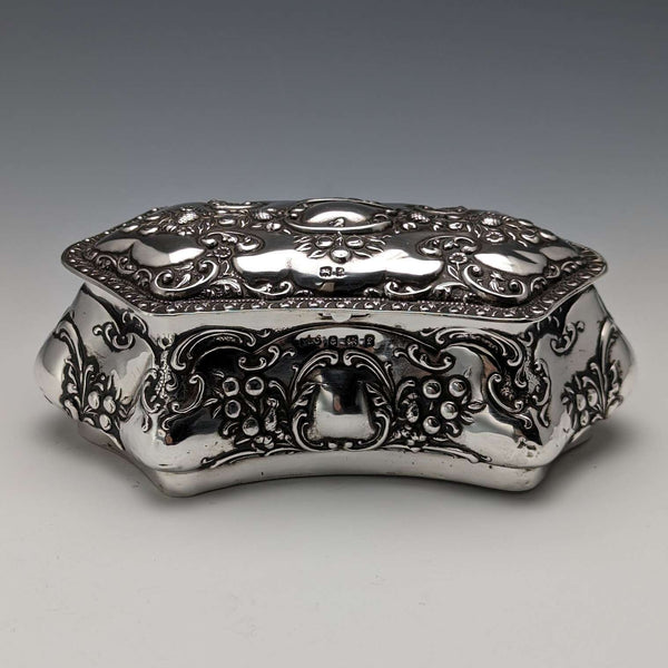 1905 British Antique Sterling Silver Jewelry Box 202g Jones & Crompton