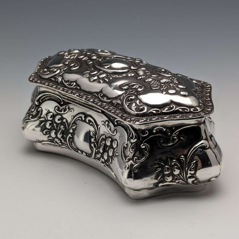 1905 British Antique Sterling Silver Jewelry Box 202g Jones & Crompton