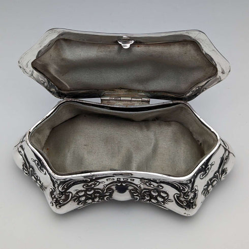 1905 British Antique Sterling Silver Jewelry Box 202g Jones & Crompton