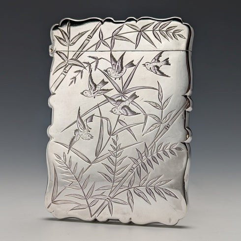 1881 年英國古董純銀卡包日本風格裝飾 63 克 Deakin and Nephew