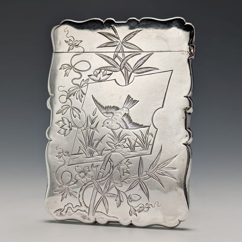 1881 年英國古董純銀卡包日本風格裝飾 63 克 Deakin and Nephew