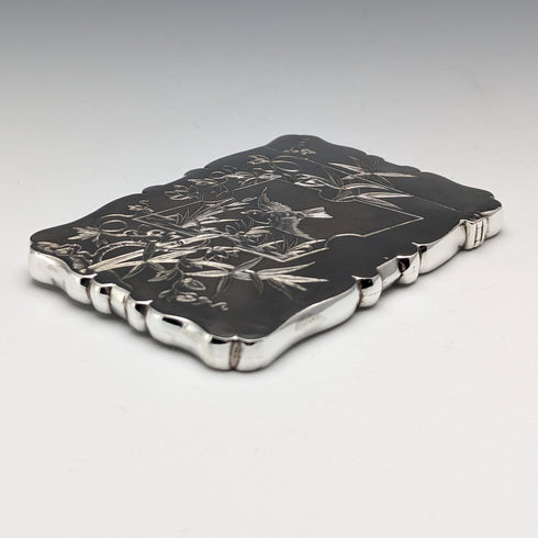 1881 年英國古董純銀卡包日本風格裝飾 63 克 Deakin and Nephew