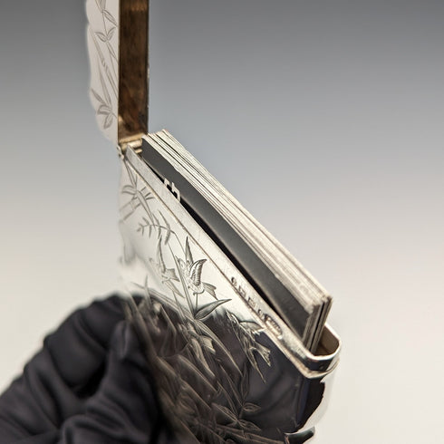 1881 年英國古董純銀卡包日本風格裝飾 63 克 Deakin and Nephew