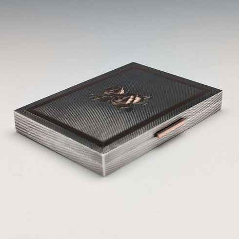 1949 British Vintage Sterling Silver Rose Decoration Cigarette Case 101g JHC