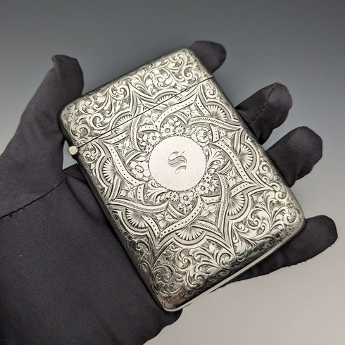 1898年 英国アンティーク 純銀製 カードケース 75g Saunders and Shepherd