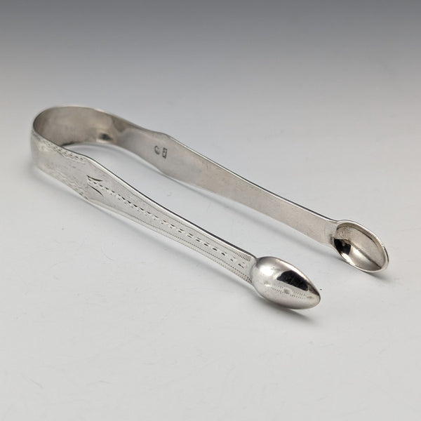 Circa 1830 British Antique Sterling Silver Sugar Tongs 26g Johnathan Hayne