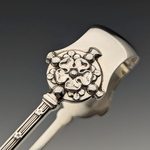 1893 British Antique Sterling Silver Sugar Tongs 29g John Round and Son