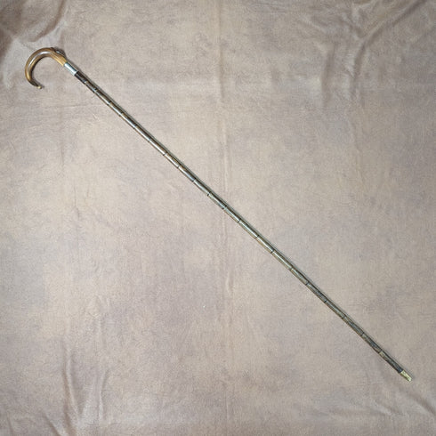 1911 British Antique Ladies Cane Horn Handle Sterling Silver Decoration 92cm