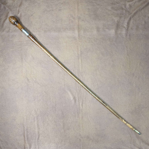 1897年 ステッキ 杖 彫刻ロンデルハンドル 純銀装飾 88cm