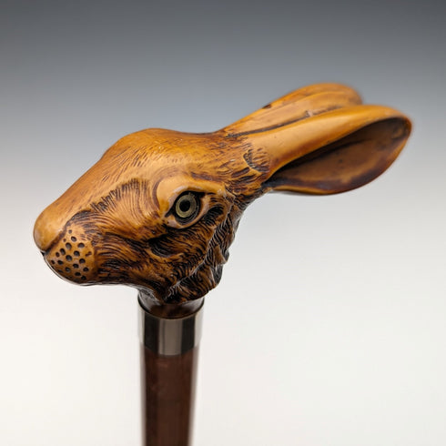 英国ヴィンテージ 紳士用ステッキ 樹脂製ラビットヘッドハンドル 90cm