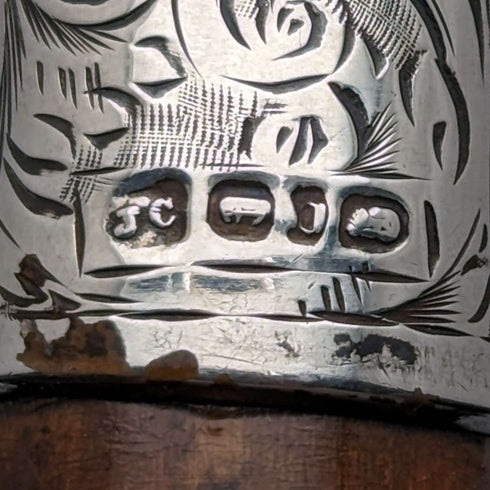 1897年 ステッキ 杖 彫刻ロンデルハンドル 純銀装飾 88cm