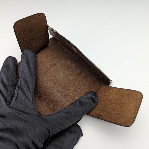 1917年 英国アンティーク 純銀装飾 レザーパース 小銭入れ Frederwick Wilson